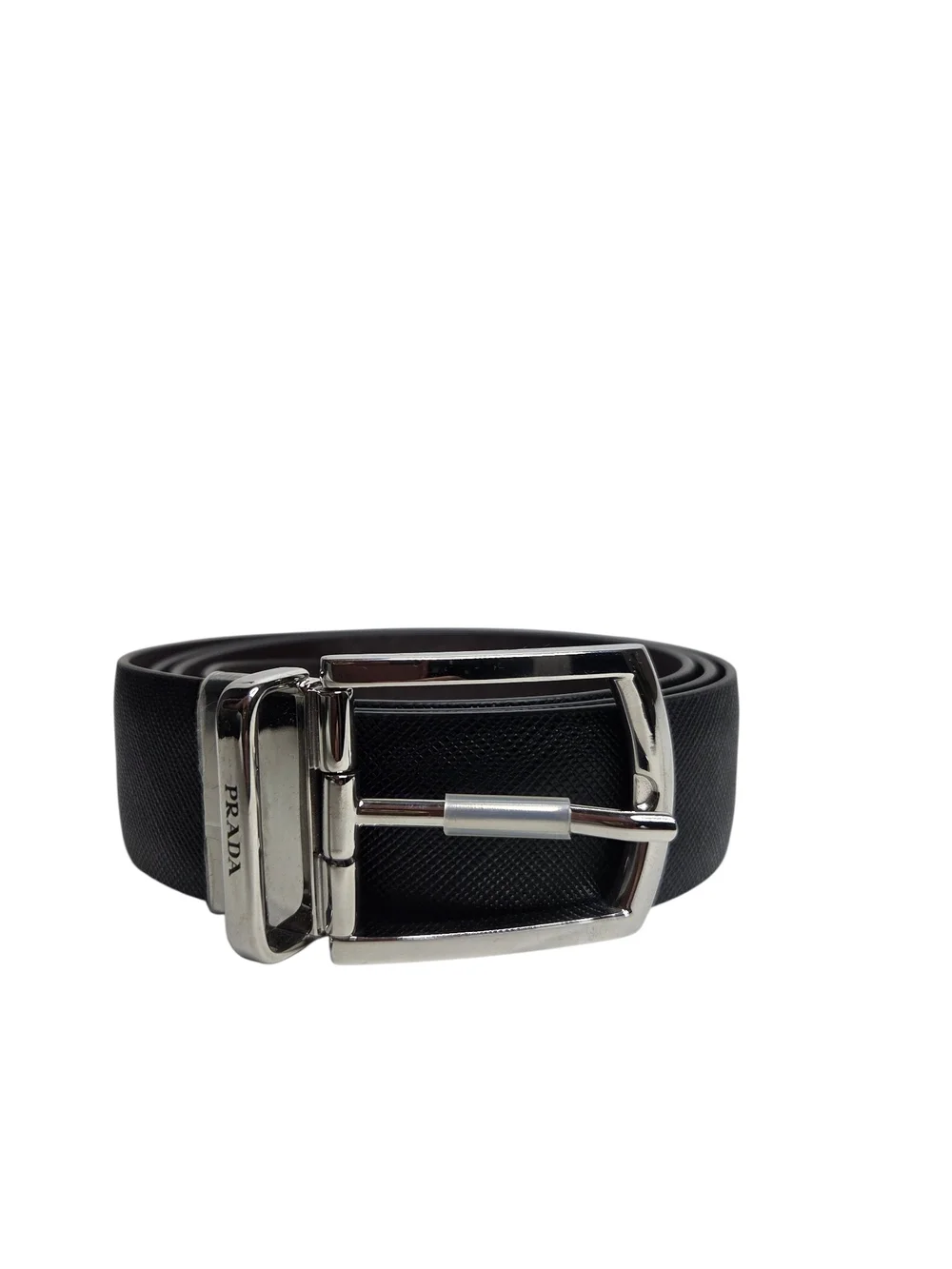 Prada Saffiano Reversible Leather Belt - Black/Brown